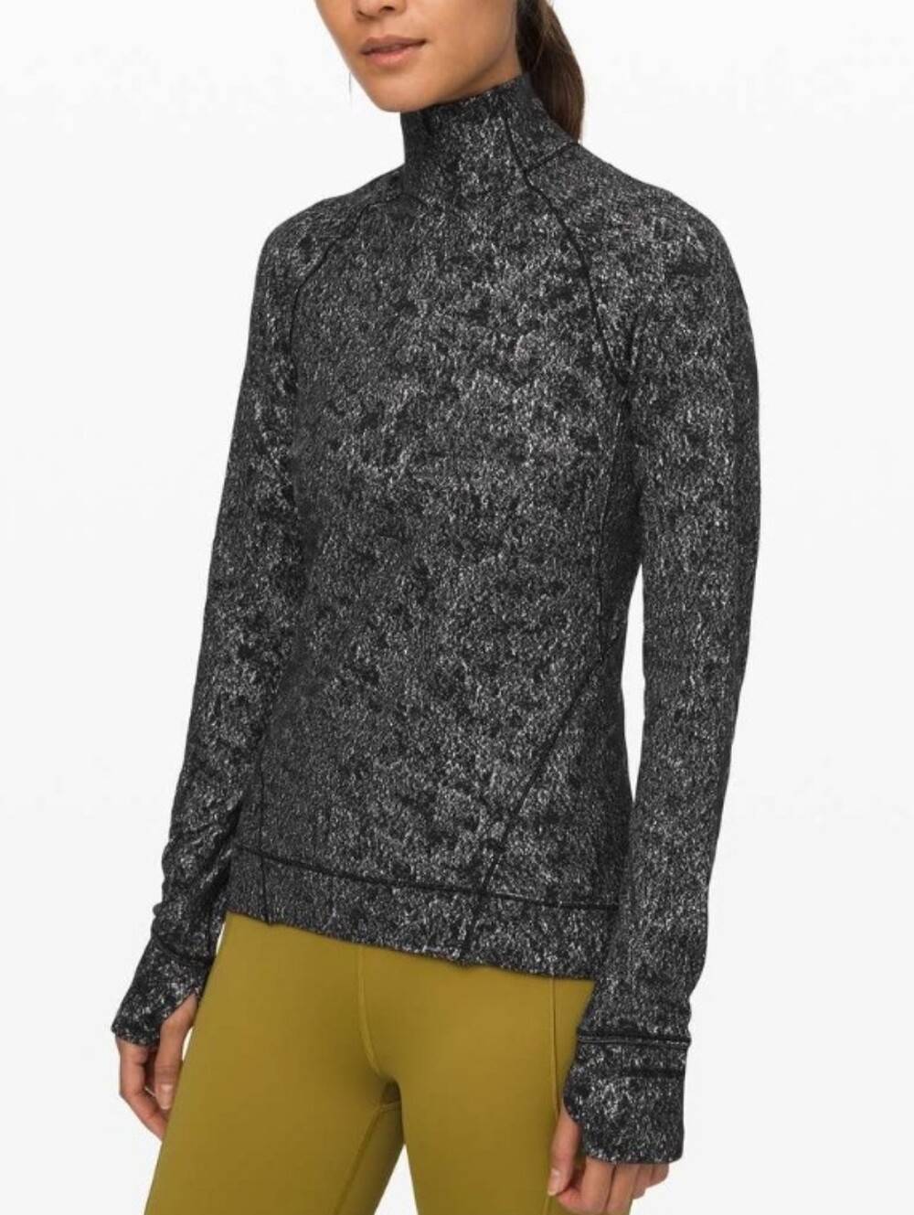 Lululemon Outrun the Elements 1/2 Zip Misted Jacquard Black White - Size 6